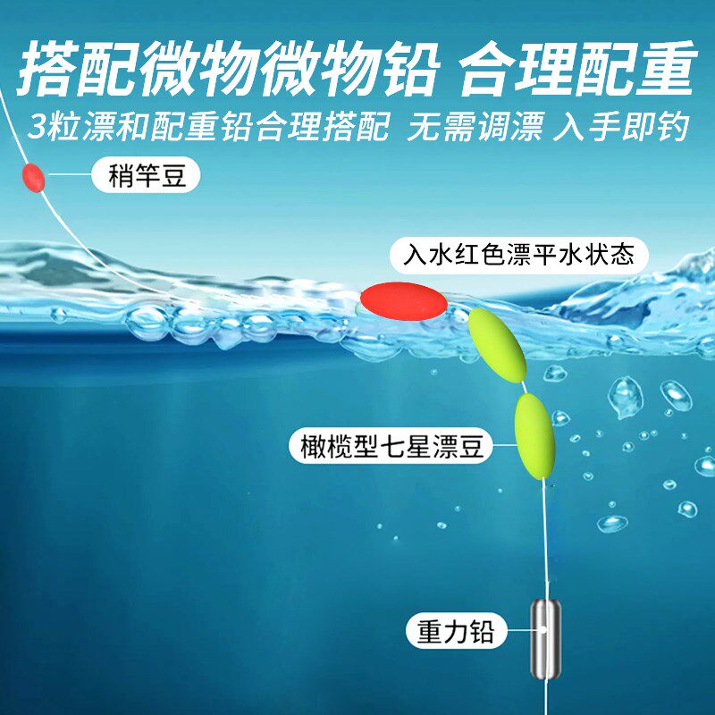 极速溪流3粒漂三粒钓鱼钩七星漂B线组白条专用通线鱼漂传统钓鱼勾