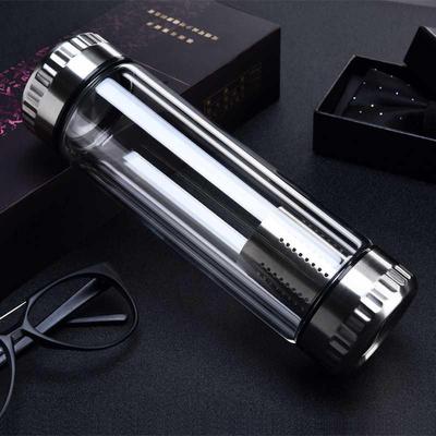 极速底部放茶叶的杯子水杯u玻璃杯双层男双头带盖茶水分离过滤泡