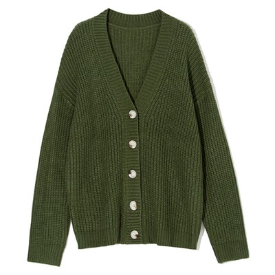 极速Yiyiyouni Autumon Winter V-Neck Loose Cardigans Women Si