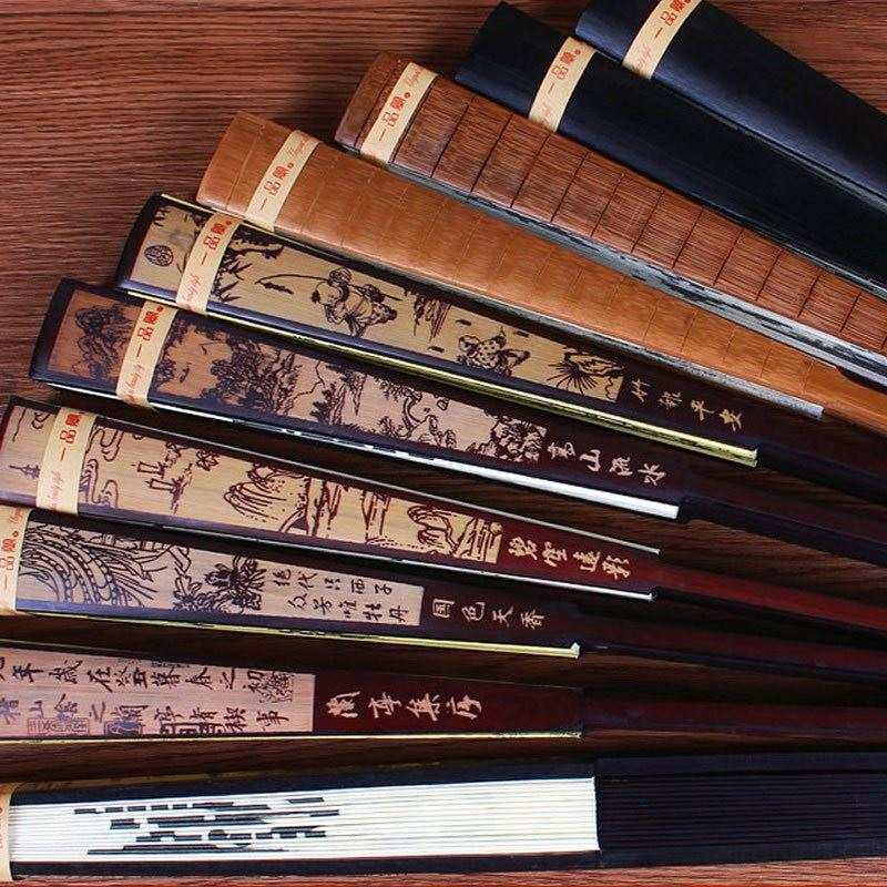 极速中国风10寸丝绸大绢扇子折扇雕刻手工艺礼R品复古典男折叠扇