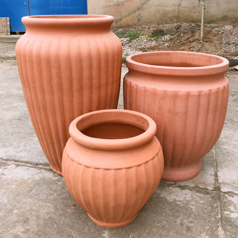 极速大码红陶花盆陶瓷庭院花盆特价组合I花园陶罐户外园林景观粗