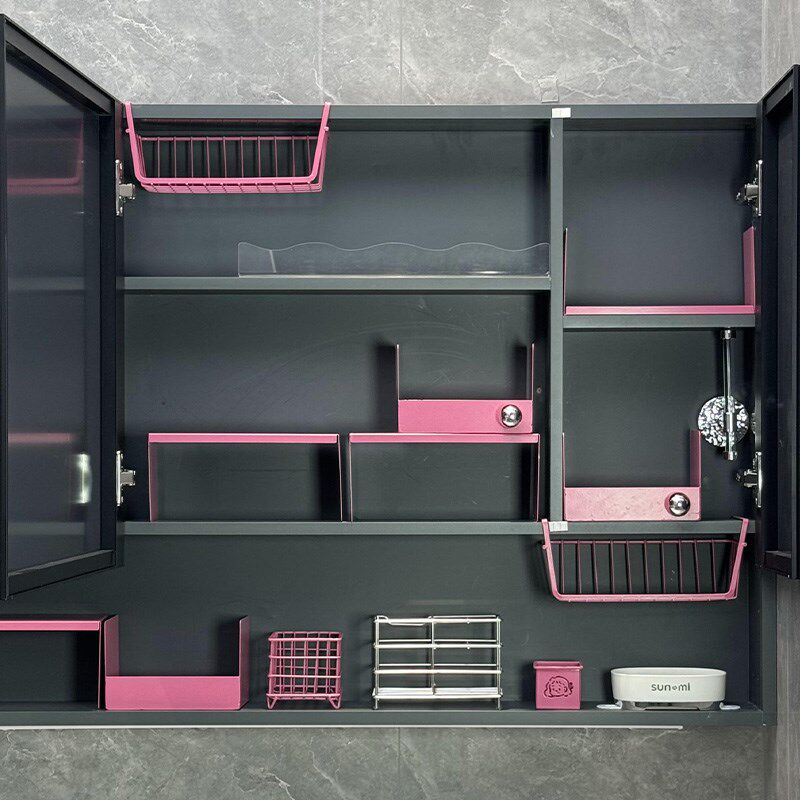 新品洗手间铁艺镜柜收纳盒浴室柜分层隔J板卫生间化妆品收纳神器