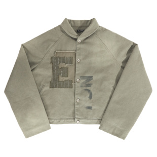 CENSMADE水洗渐变贴布珠帆布Boxy短宽底特律工装 夹克加厚棉服外套