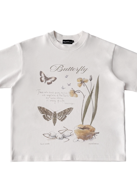 CENSMADE 重生蝴蝶印花短袖云朵棉亲肤软糯透气boxy短宽版型T恤