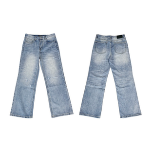 cleanfit 型洗水破坏猫须宽松直筒冰蓝牛仔裤 CENSMADE 重制2021M版