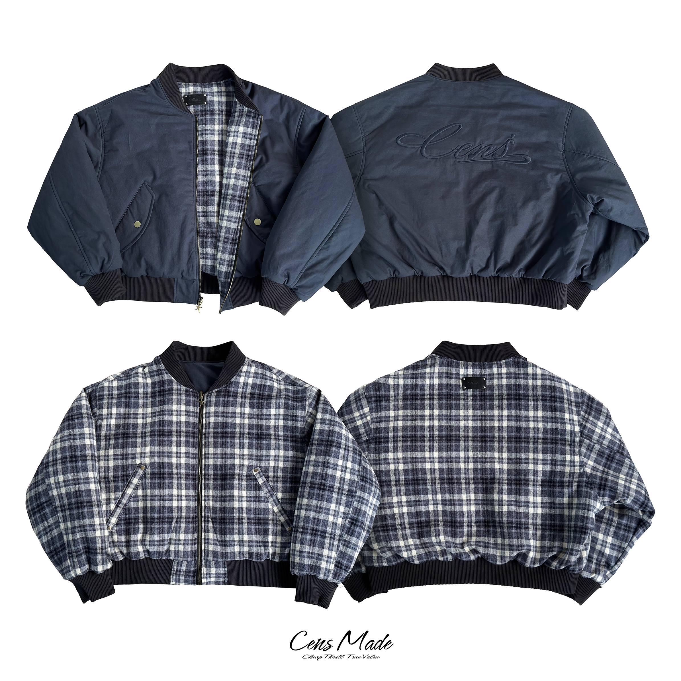 CENSMADE立体刺绣双面穿棉服