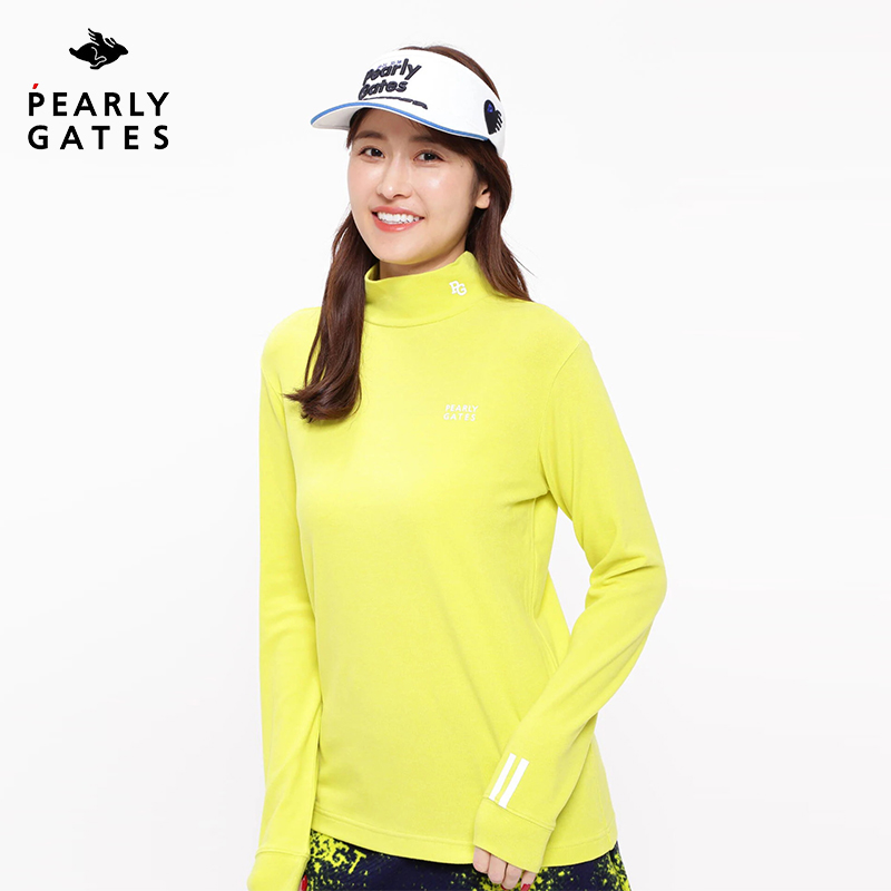 PEARLY GATES高尔夫女士秋冬新款高弹半高领保暖长袖T恤套头打底