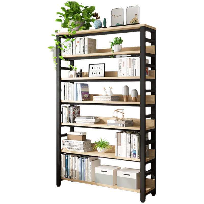 新品书架落地钢结构铁艺简易架子不锈钢靠K墙书柜置物架多层简约