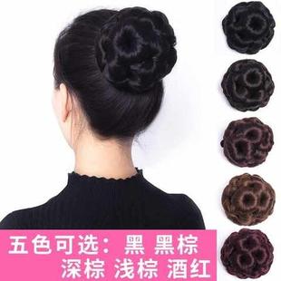 极速假发真人发绳发包假发小盘发盘头假发发M圈女头花仿真人发花