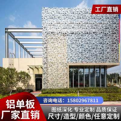 极速新品幕墙冲孔铝单板定制v外墙面装饰穿孔氟碳木纹雕P花镂空门
