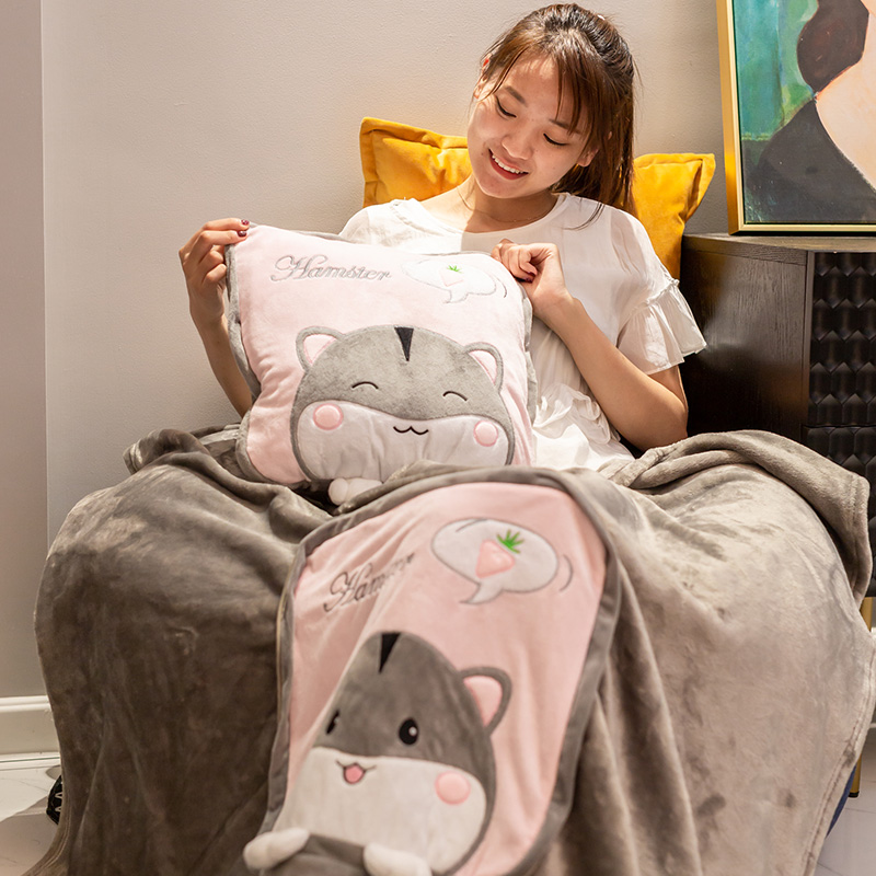 极速冬季加厚车载抱枕被子两用珊瑚绒车内靠枕多功U能汽车内二合