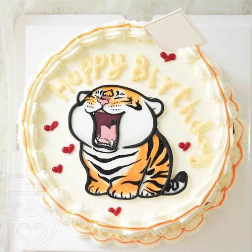 极速百天萌虎g猛虎虎年宝宝周岁蛋糕装饰食用糯米纸打印包邮老虎