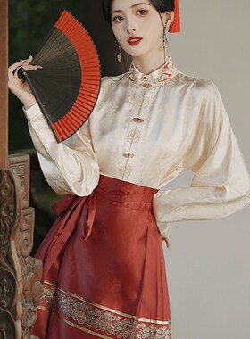新品新中式马面裙中国风订婚礼服20E24新款红色套装女敬酒汉服上