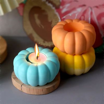 极速3D Pumpkin Candlestick wSilicone Mould DIY Cement Plaste