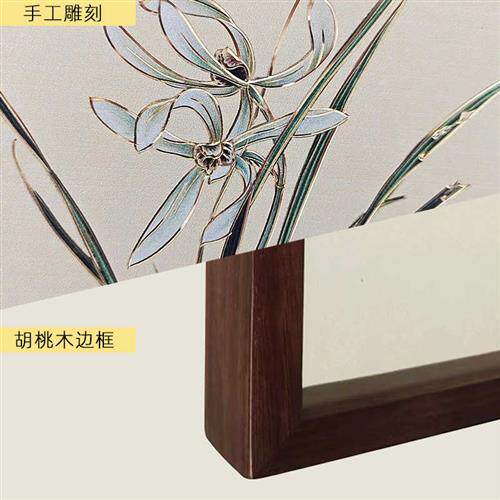 极速铜雕画《兰花》装饰画玄关沙发卧室书房新中式U禅意墙画挂画
