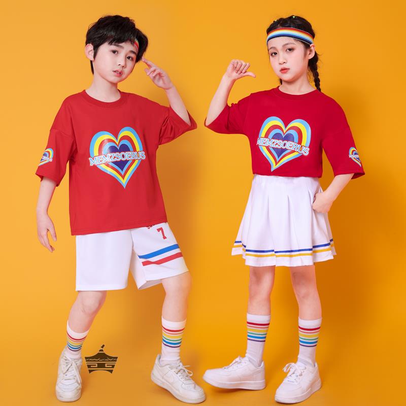 极速六一儿童啦i啦队演出服男女童街舞表演服中小学生啦啦操运动