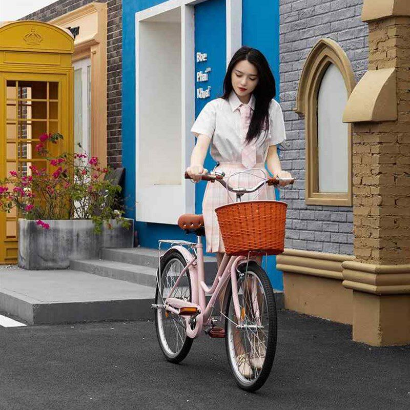 极速女士自行车成人学生上t班代步淑女通勤实心胎轻便复古单车24