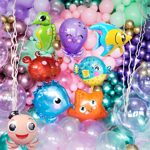 新品5pcs Fish Sea Animal Balloons SFtarfish Sea horse Air Ba