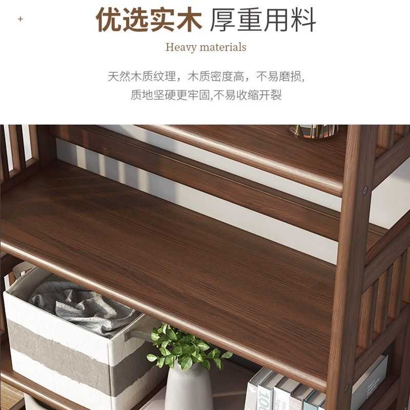 极速新品实木书架置物架家用客厅落地收J纳层架简约现代置物架小
