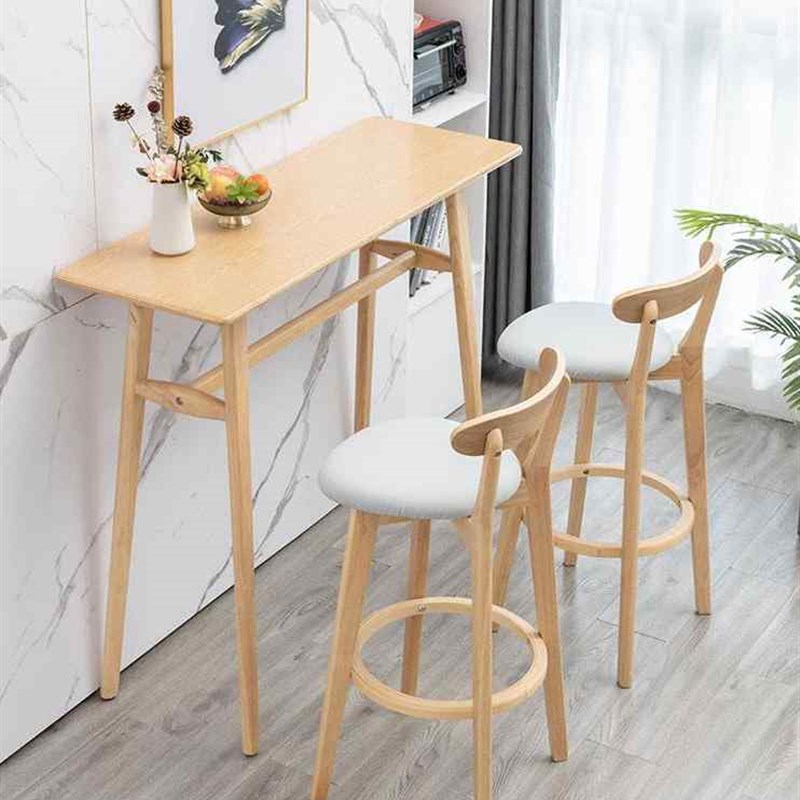 极速北欧实木吧台桌椅组合靠墙高脚D桌家用隔断吧台客厅简约长条