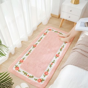 速发新品可爱粉c色少女心卧室床边地毯女生房间床下地垫床头床尾