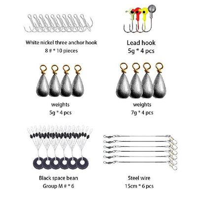 速发263csset Fishing Tackles Set Jig Hooks Beads Sinkers