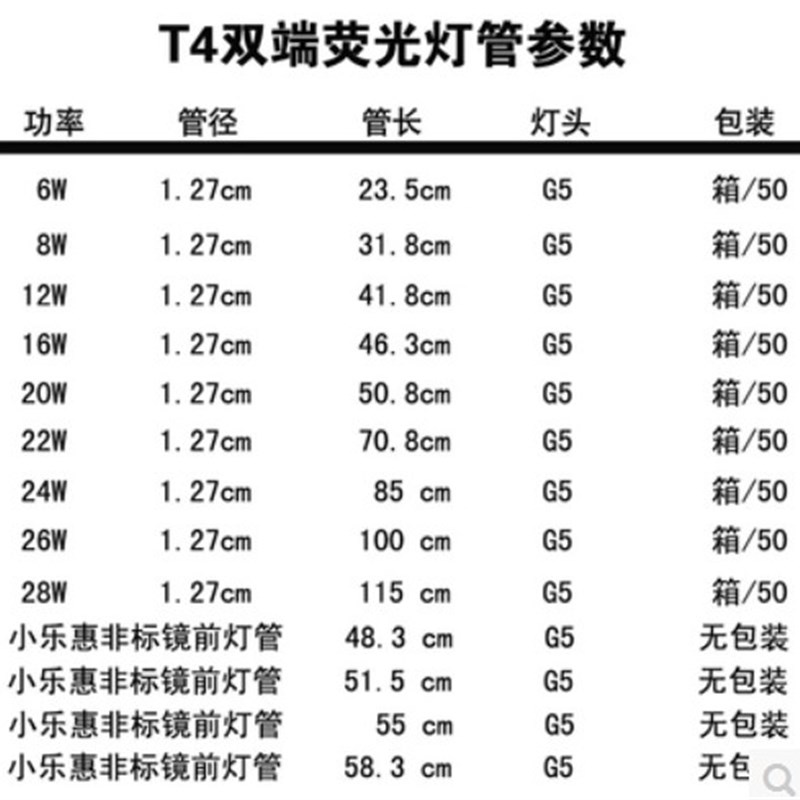极速T4T5e灯管T4T5彩色灯管红黄蓝绿白三基色镜前灯管8W12W14W21W