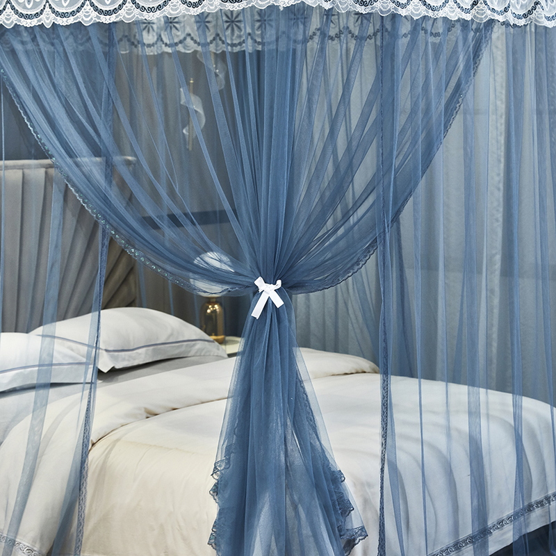 极速新款免d安装落地伸缩蚊帐吊顶挂式家用卧室三开门公主风方便