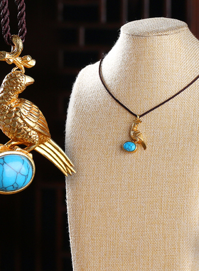 极速黄铜法器尼泊尔鹧鸪鸟金翅护法降魔杵吊坠Q宝石镶嵌随身符项