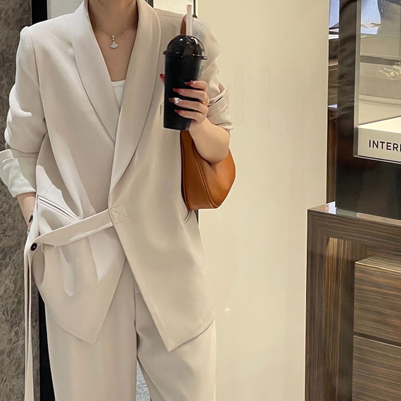 速发黑色小西装外套女春秋套装2024新款小个子职业高级感休闲白色