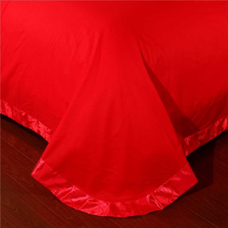 极速新喜嫁床上用品大红色结婚y四件套贡缎提花婚庆床单被套床品