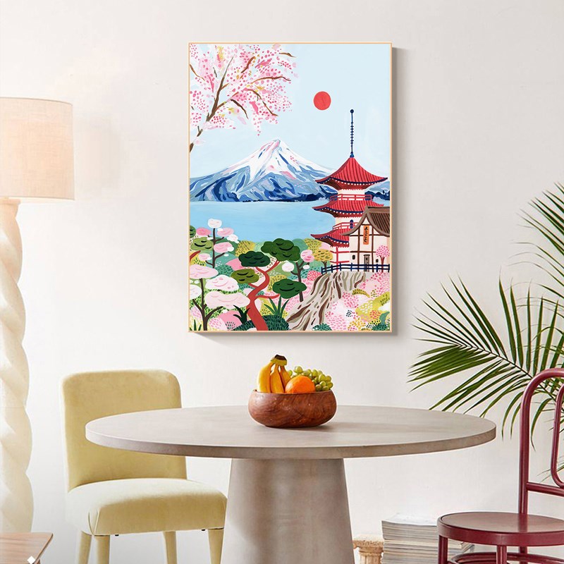 极速多巴a胺客厅装饰画小清新旅行风景卧室玄关挂画彩色小众艺术图片