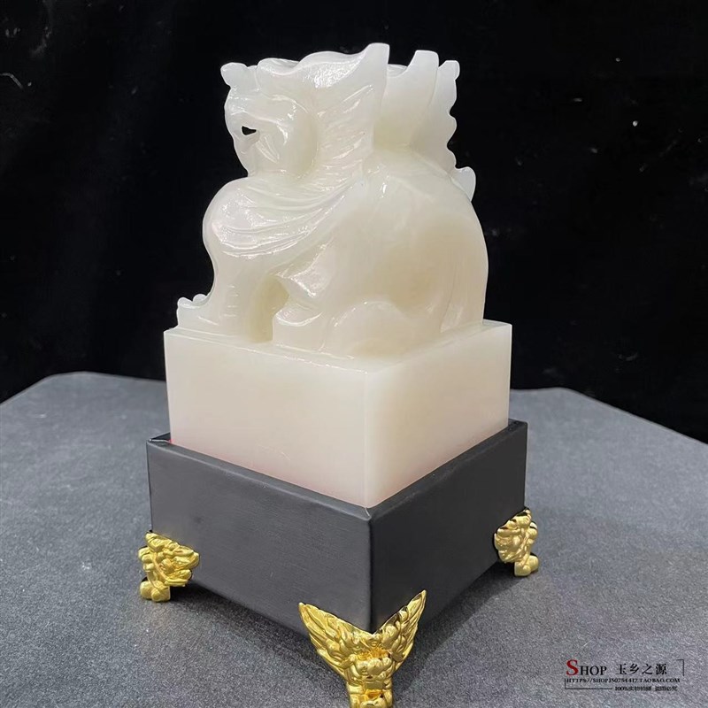 极速天然白玉貔貅印章摆件玉石玉玺E官印家居商务办公室装饰品礼