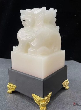 极速天然白玉貔貅印章摆件玉石玉玺E官印家居商务办公室装饰品礼