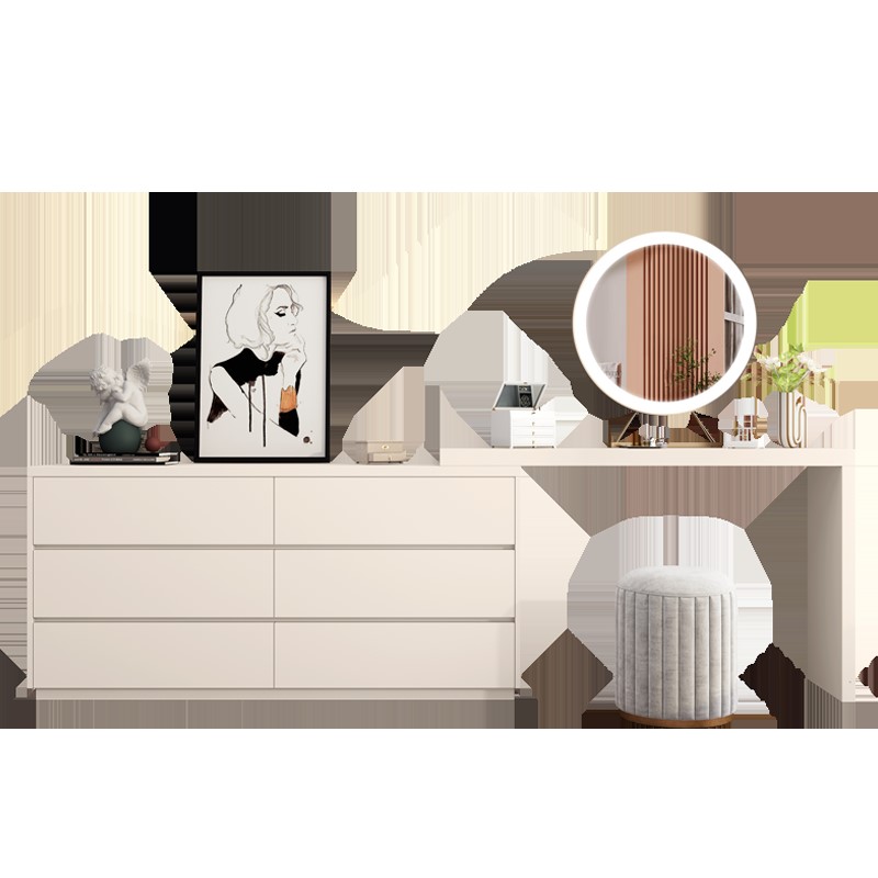 极速化妆台卧室现代简约书桌五斗柜一体网L红轻奢化妆台小型主卧