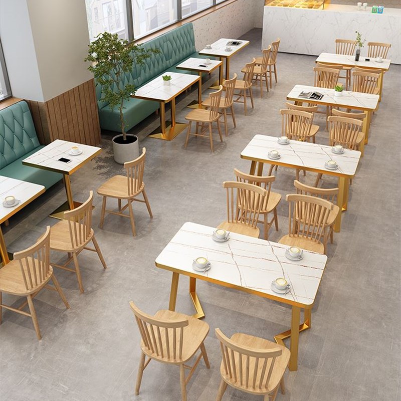 极速定制奶茶g甜品小吃汉堡店沙发桌椅简约西餐厅火锅餐饮靠墙卡