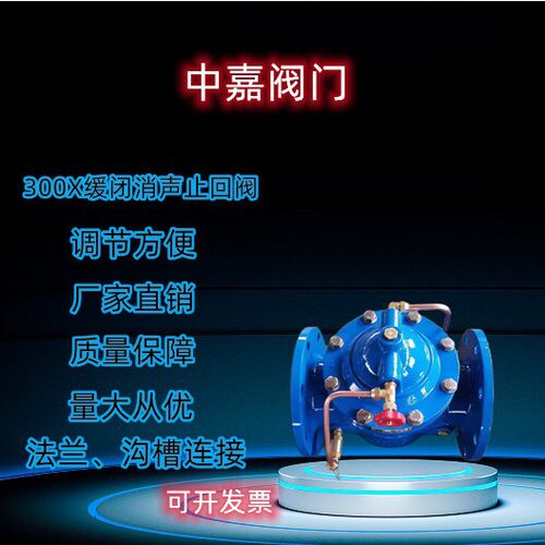 300X缓闭法兰止回阀单向止逆防止倒流阀铜阀座不锈钢配件缓闭式