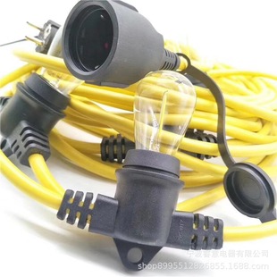 厂家批发灯串线 欧规头尾灯串E27E26灯头平灯S14螺旋灯头线