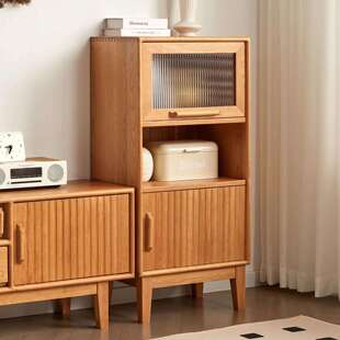北美樱桃木电视柜旁边柜现代简约收纳角柜北欧实木客厅沙发储物柜