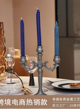 复古婚礼专用创意金属烛台摆件婚庆酒店家居烛光晚餐烛台道具饰品