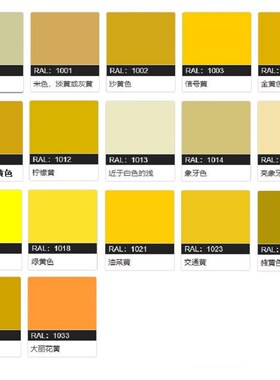 速发三0自动喷漆劳尔色21和24赭黄色R100信号黄10R交通黄自喷漆