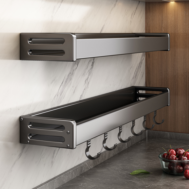 速发免打孔厨子多功能墙上置物架调架料架房收纳味壁挂式家用用品