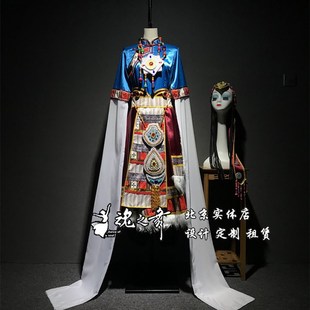 速发北京魂之业艺舞专考藏族舞蹈演出服水袖 长裙表演服舞蹈藏袍