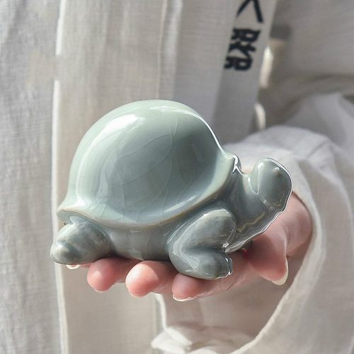 速发哥窑陶瓷乌工茶宠茶道摆件配件功夫茶具家用手龟茶玩零配件高