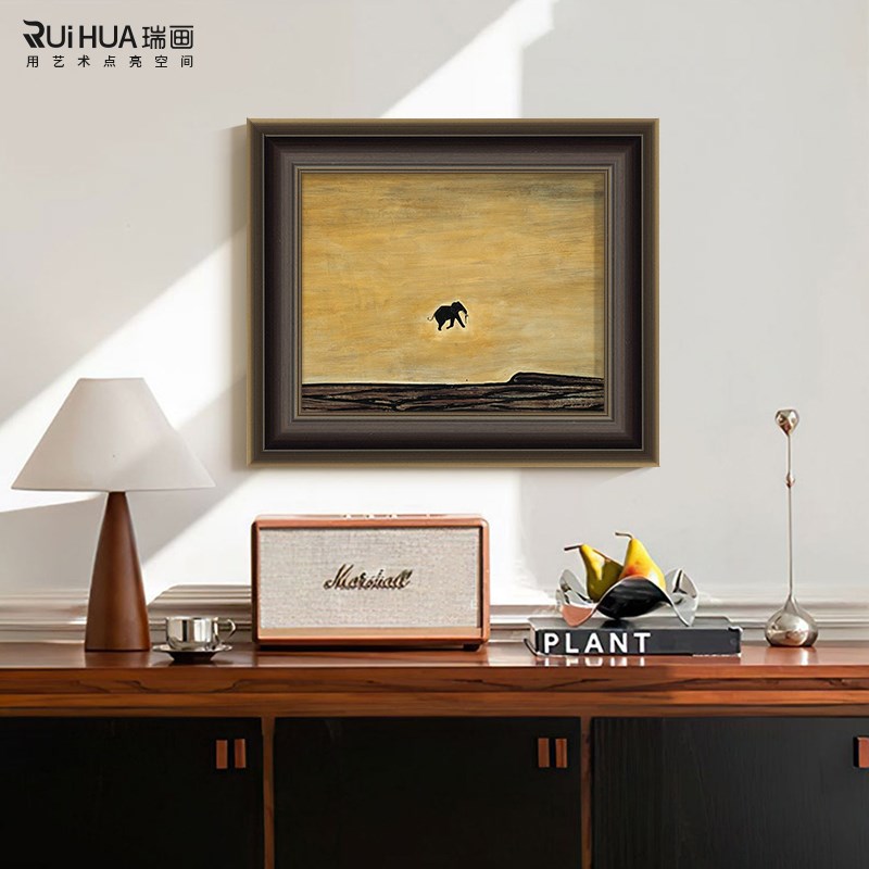 速发可爱的小象法式复古餐厅装饰画高级感客厅沙发背景墙玄关挂画图片