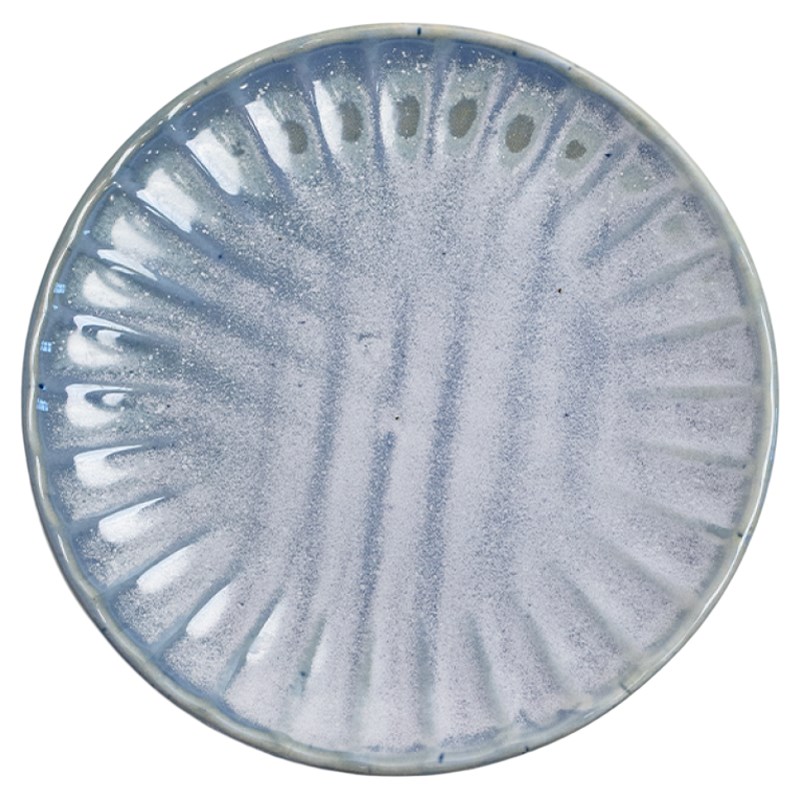浮雕窑变平盘家用l高级感水蓝色盘子8英寸个性餐具陶瓷意面点心盘