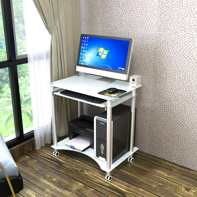 电脑桌台式桌小户型70cm长家用钢化玻璃卧室办公桌书桌简约可移动