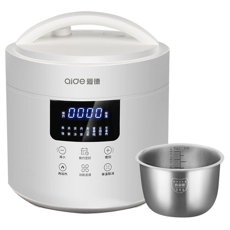 爱德0涂层4L电压力锅304不锈钢全自动电高压锅2小型饭煲3-6人家用