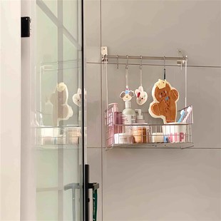 浴室置物架不锈钢免打孔卫生间收纳架挂墙多功能可移动壁挂架挂篮