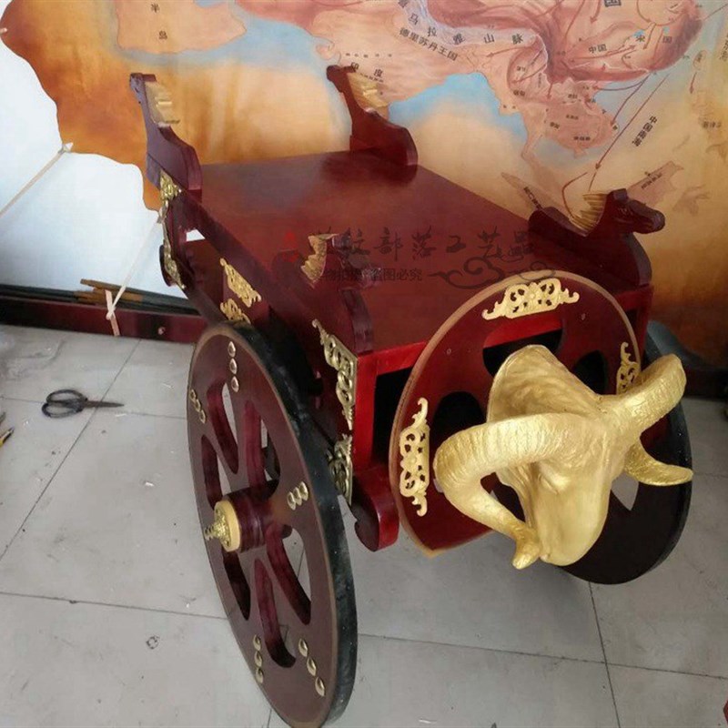 蒙古烤全羊车餐具烤全羊羊头车手把肉托盘手P推餐车手工实木餐盘